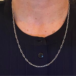 20-Inch Sterling Silver Textured Paperclip Chain with stamped springing …